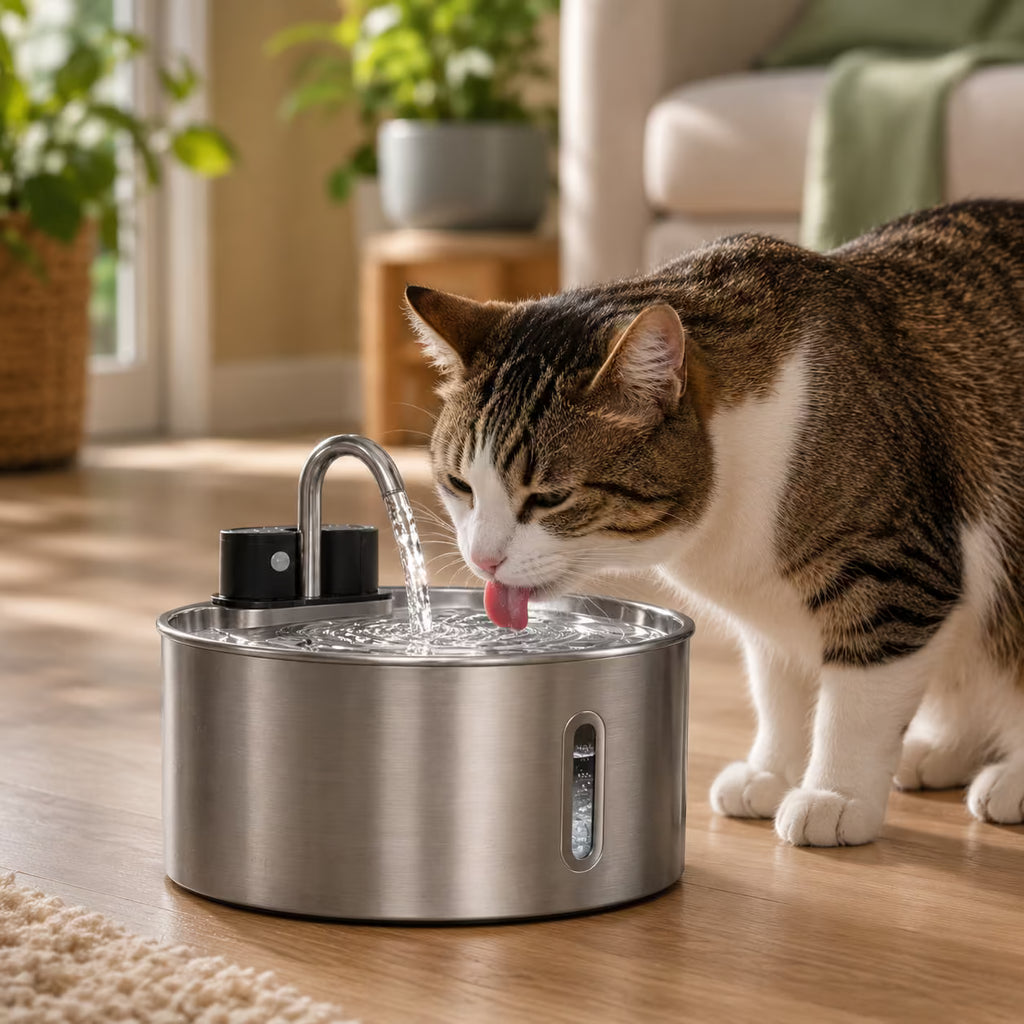 Wireless Automatic Pet Water Fountain – Stainless Steel, 4-Stage Filtration