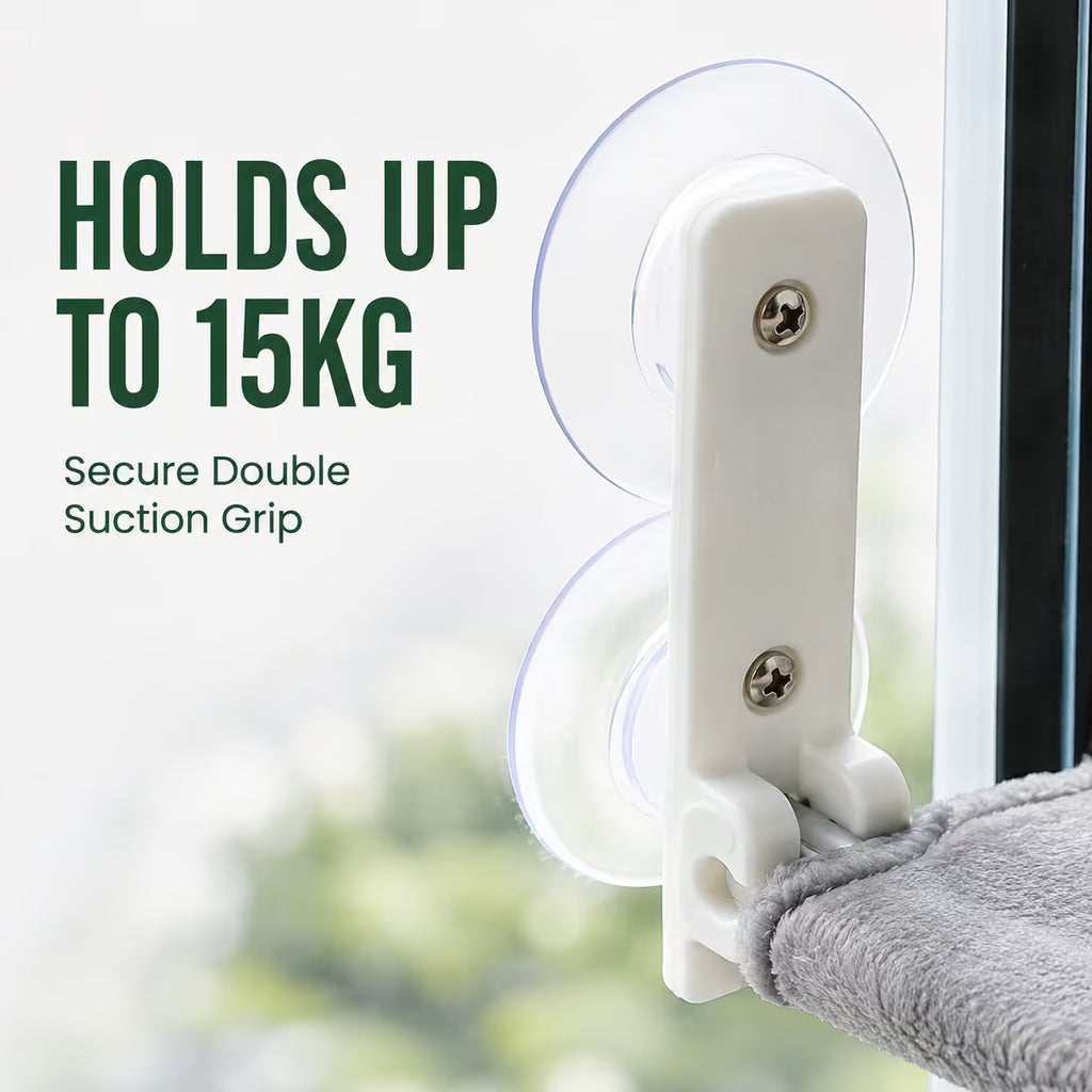 Cat Window Hammock Perch – No-Drill Suction, Holds Up to 15kg