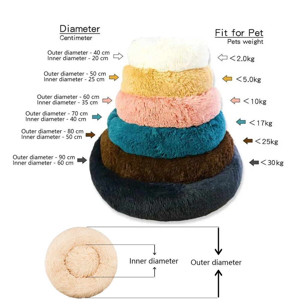 Round Plush Pet Bed – Super Soft for Dogs & Cats