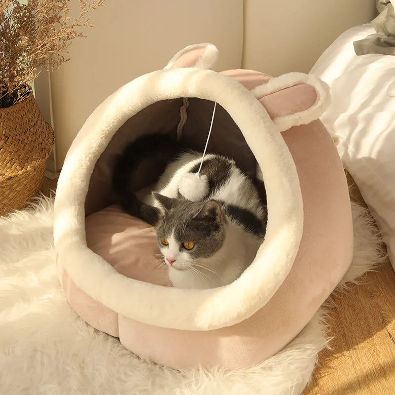 Cat Cave Bed – Deep Sleep, Foldable with Removable Cushion