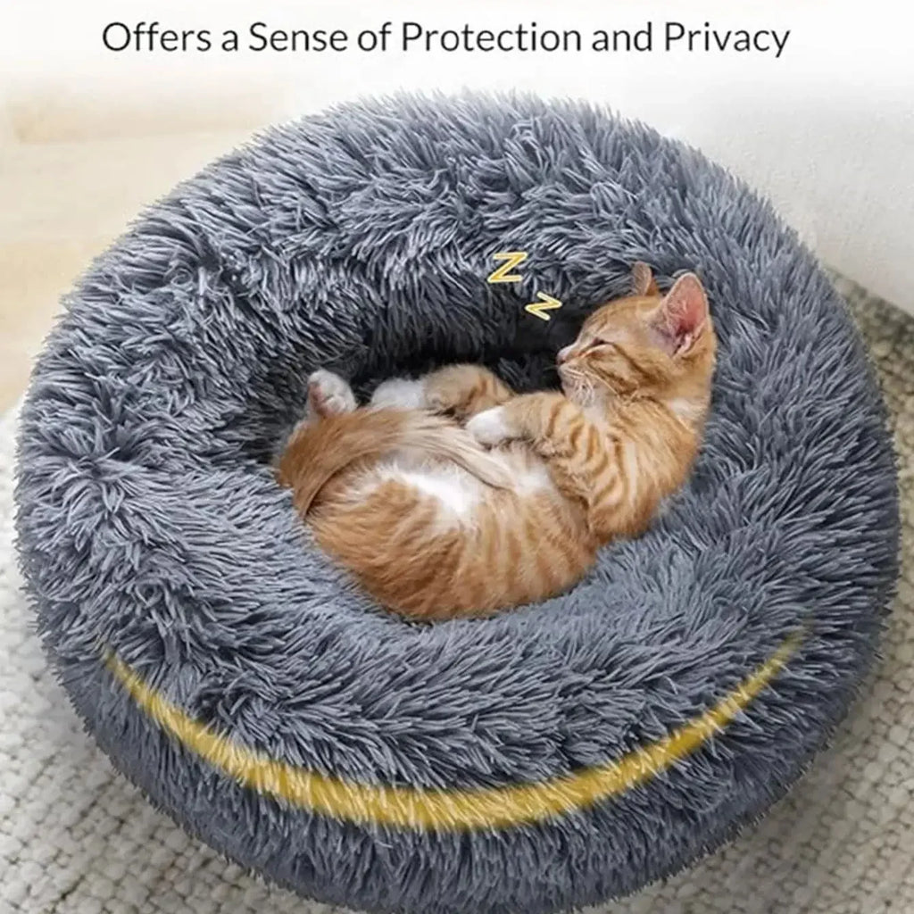 Round Plush Pet Bed – Super Soft for Dogs & Cats